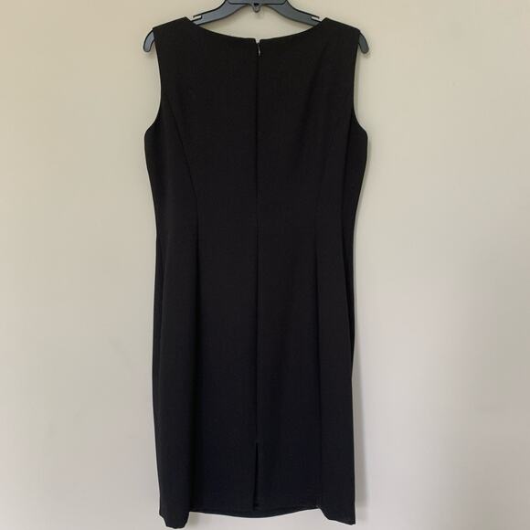 Tahari ASL sleeveless sheath midi dress black crepe fully lined back zip size 10 - Picture 2 of 8